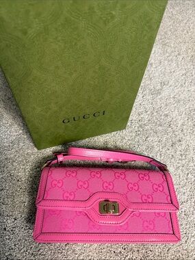 Gucci Pink GG Canvas Top-Handle Shoulder Bag
